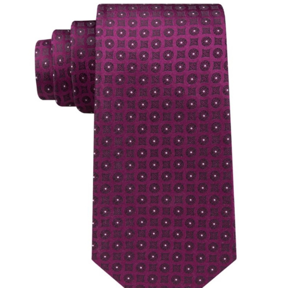 Calvin Klein Men's  Medallion Silk Tie Red/Burg